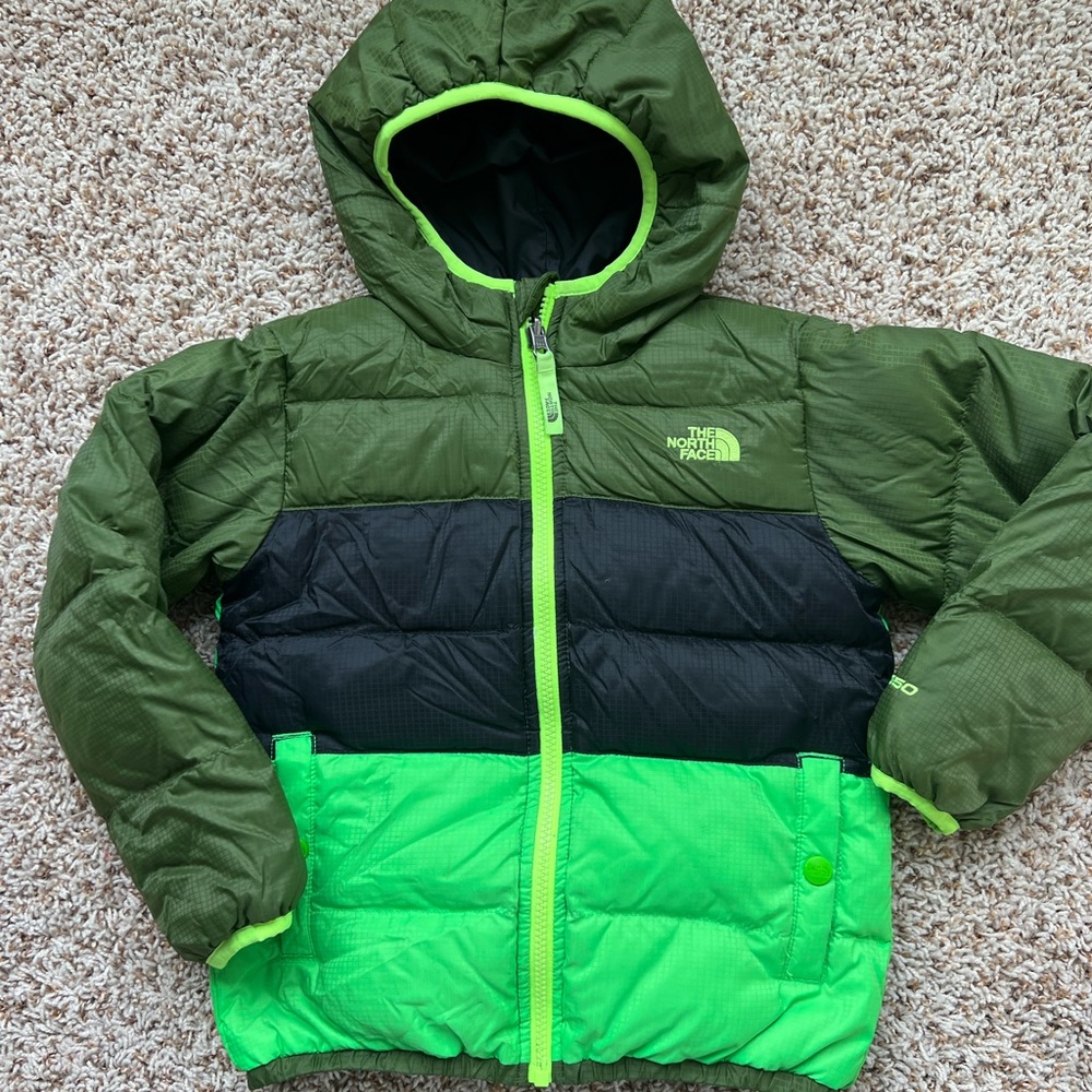 The North Face Coat Jacket Boys Size 6 Reversible Green Black GUC